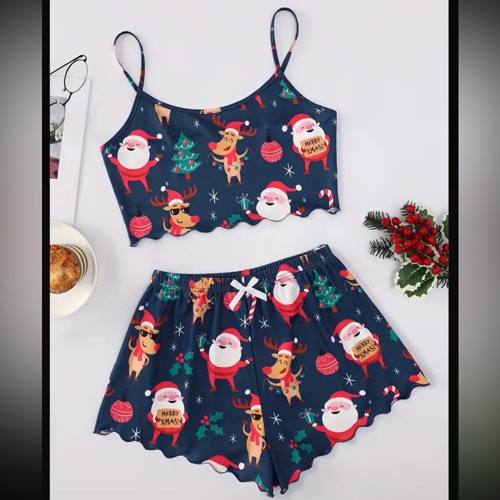 Women’s Holiday Sexy Christmas 2 Piece Pajama Set
